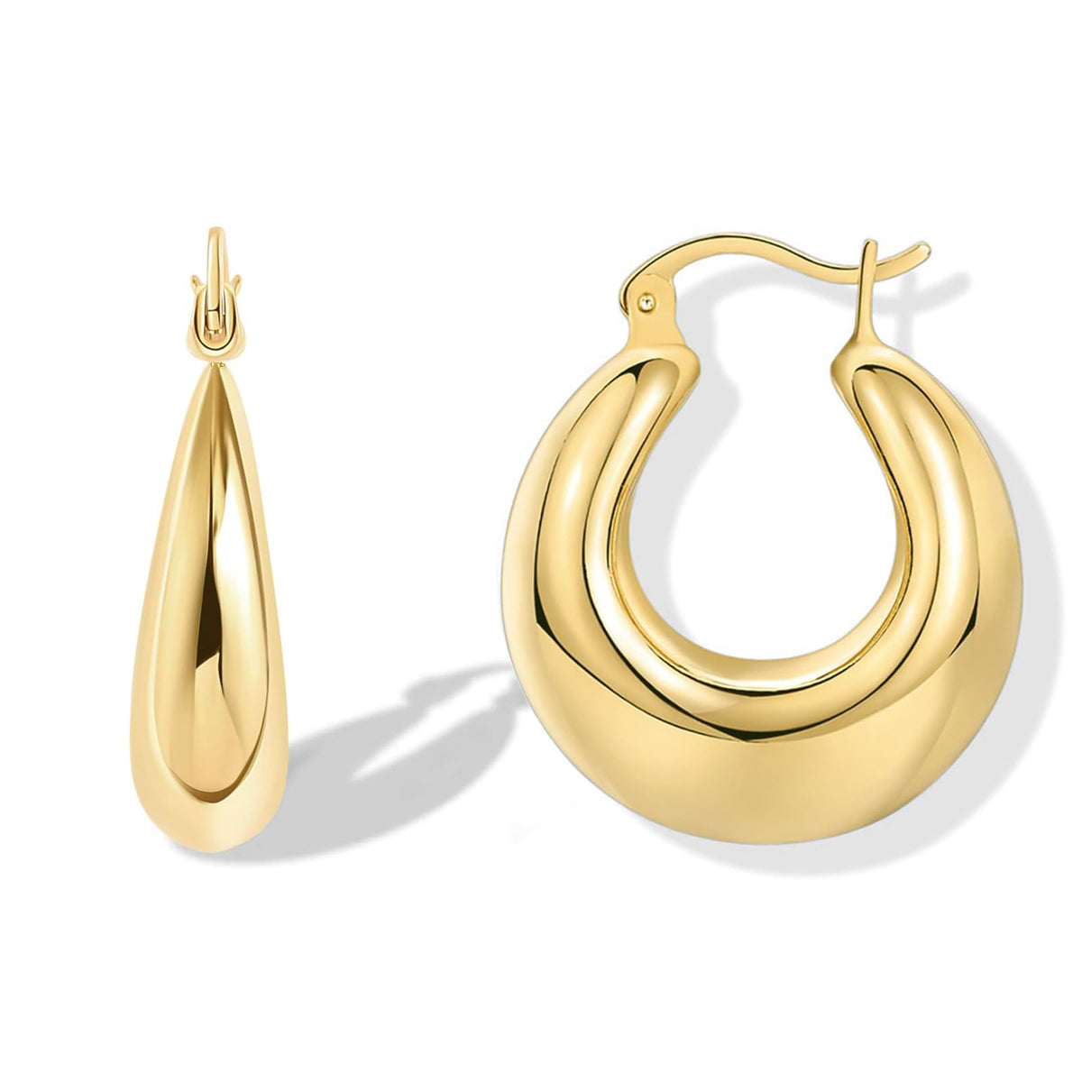 925 Sterling Silver Earrings Silver Hoop Earrings for Women Small Huggie Hoops, Lightweight Chunky Hoops, Hypoallergenic Nickel-Free Elegant Everyday Jewelry, Dainty Silver Earrings for Gifts