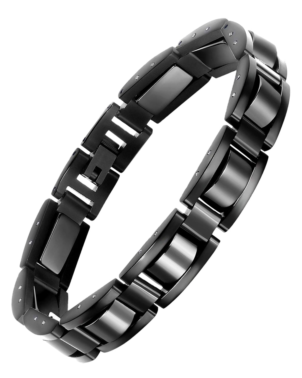 Feraco Mens Magnetic Bracelets,Titanium Stainless Steel Bracelet | Natural Hematite Stones,Fathers Day Jewelry Gifts,8.66 inch (Silver)