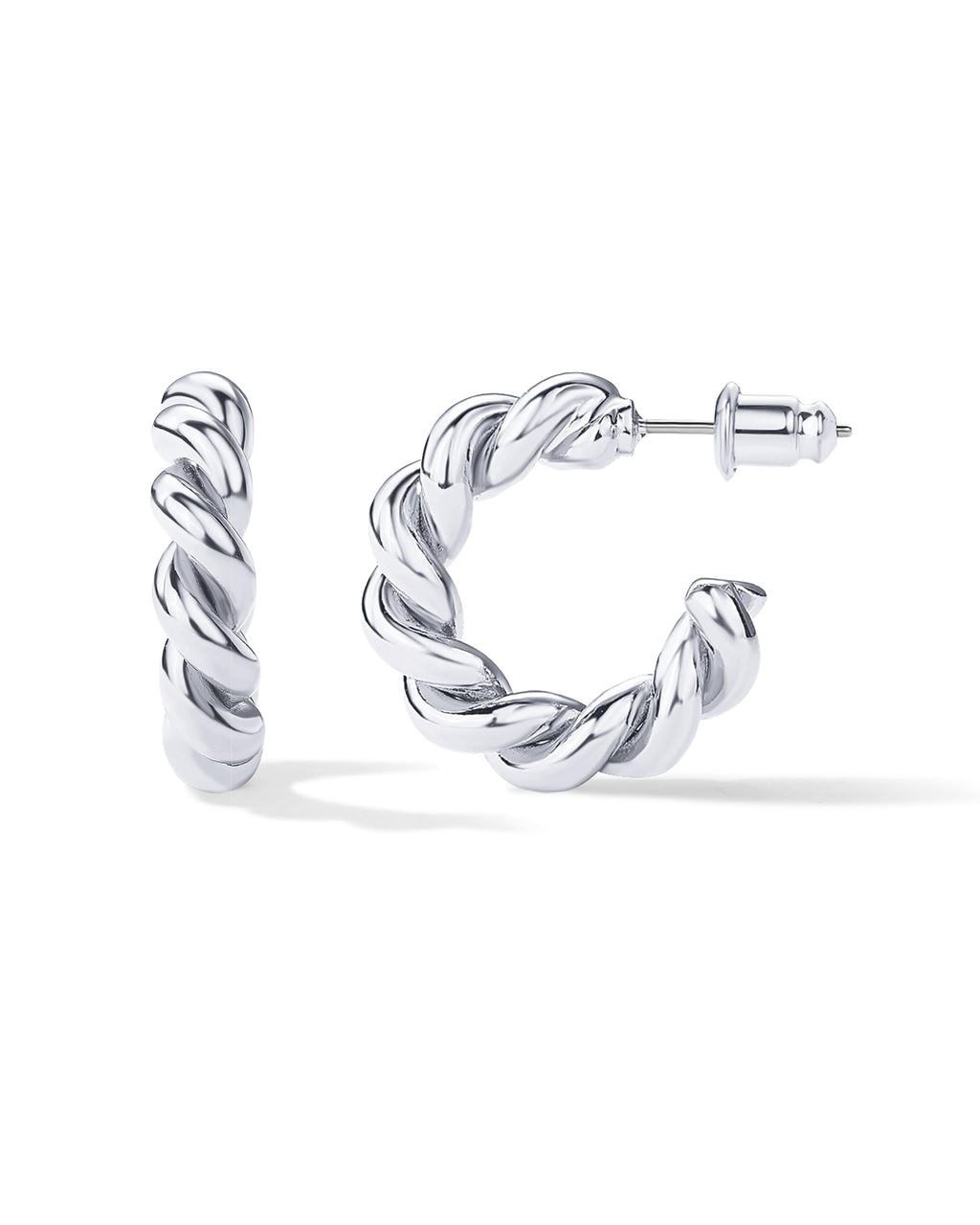 PAVOI 14K Gold Plated Twisted Rope Round Hoop Earrings