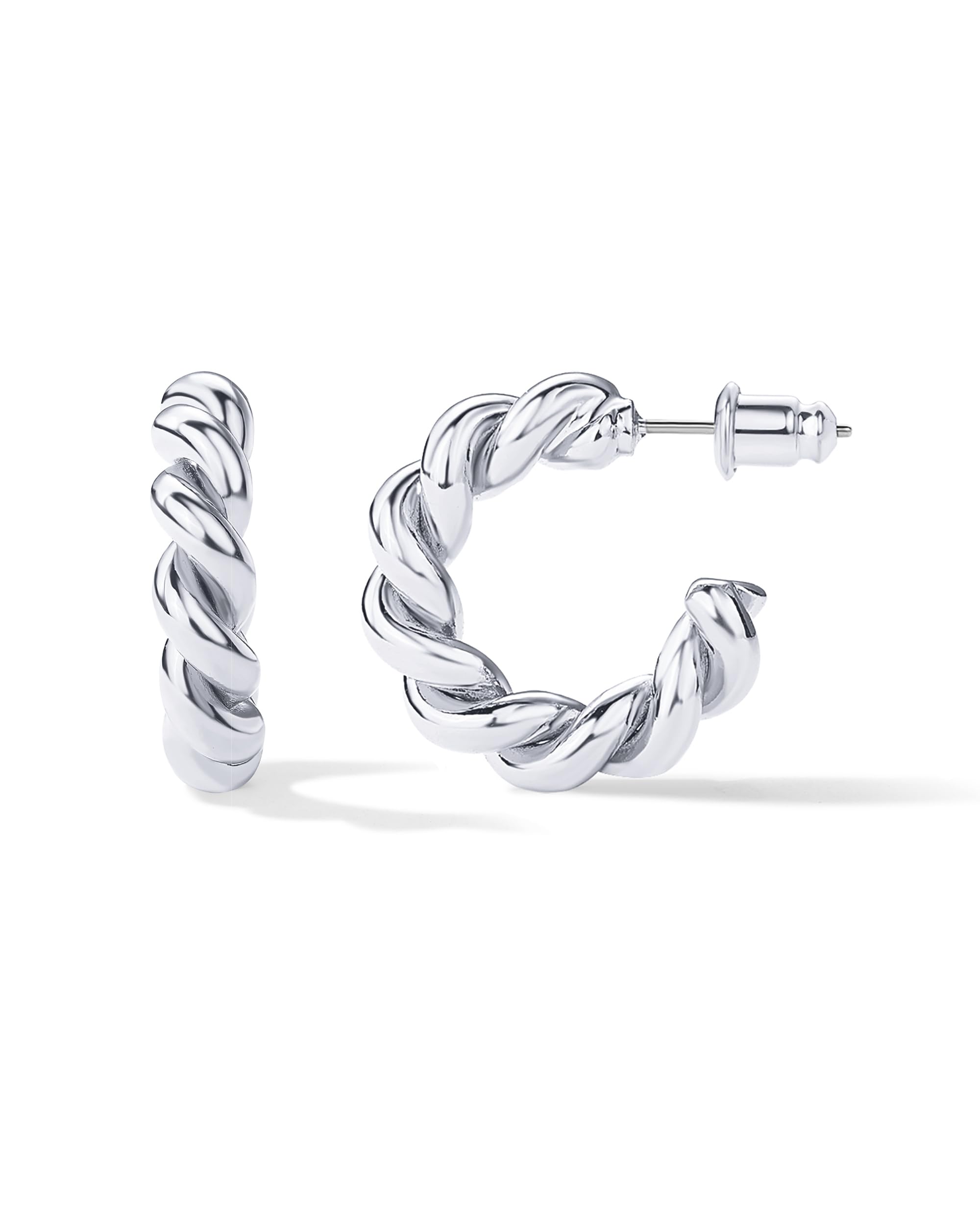 PAVOI 14K Gold Plated Twisted Rope Round Hoop Earrings