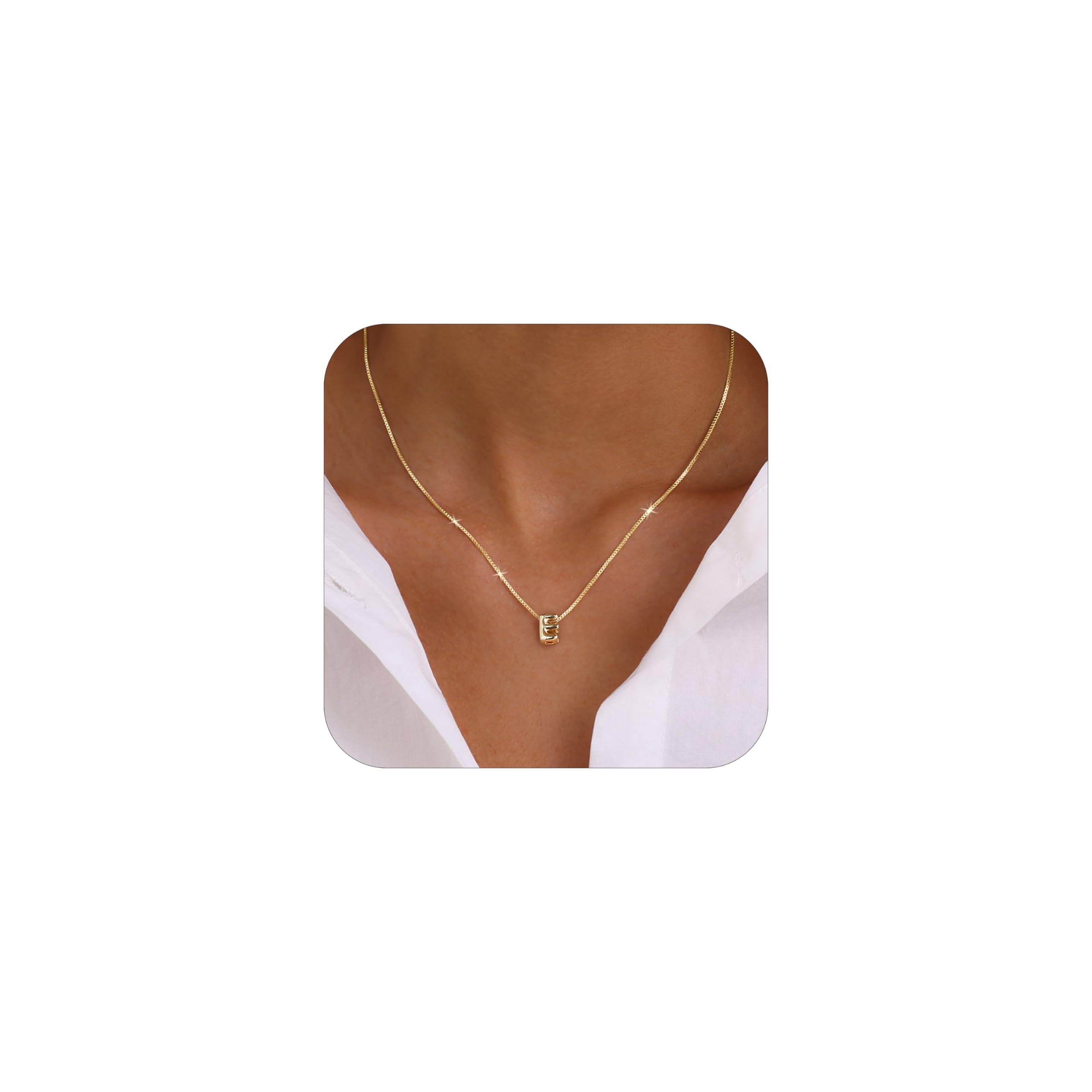 14K Gold Plated Bubble Letter Necklace, Tarnish Free and Waterproof Dainty Initial Necklace for Women, Trendy Personalized Gold Jewelry Gift for Her