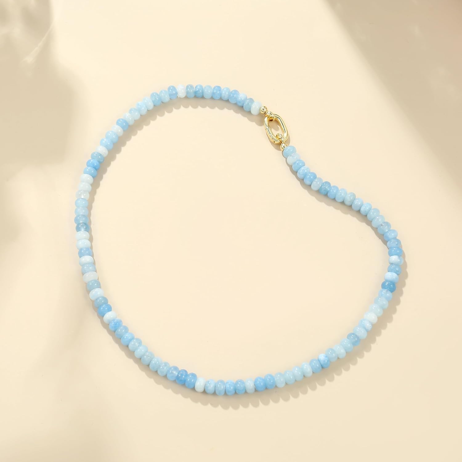 CONRAN KREMIX Colorful Stone Beaded Necklace for Women,Natural Gemstone Bead Choker Necklaces Boho Summer Beach Layering Necklace Jewelry Gift for Women