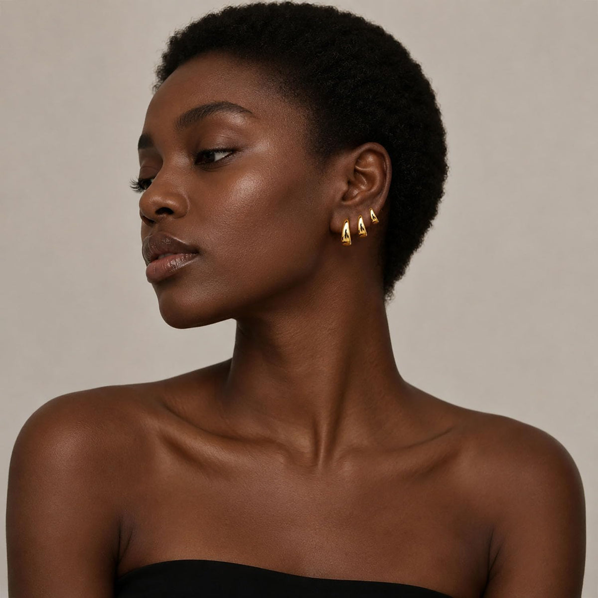 3 Pairs Gold Hoop Earrings Set for Women Trendy Chunky Small Huggie Jewelry | Hypoallergenic Silver Post Earrings for Sensitive Ears Non Tarnish, Stacks for Multiple Piercings, Gifts for Women