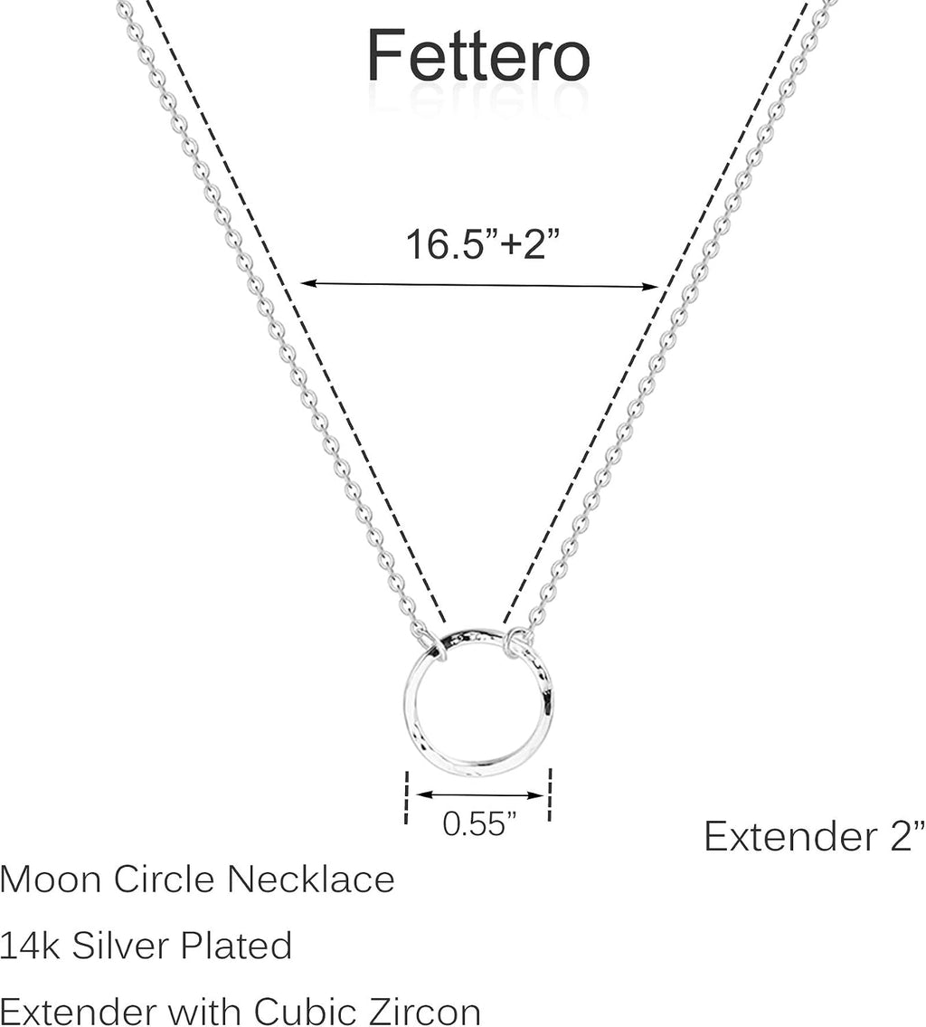 Fettero Pendant Necklace Gold Choker Layered Coin Open Karma Circle Full New Crescent Moon 14K Gold Plated Simple Dainty Necklaces for Women Jewelry Gift