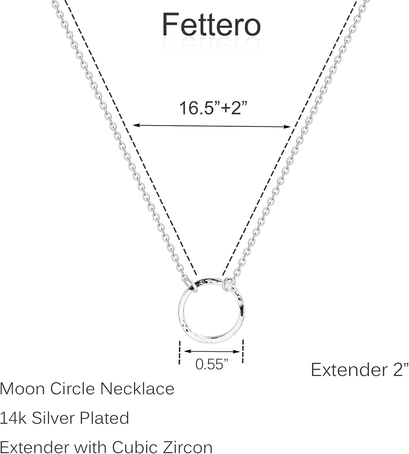 Fettero Pendant Necklace Gold Choker Layered Coin Open Karma Circle Full New Crescent Moon 14K Gold Plated Simple Dainty Necklaces for Women Jewelry Gift