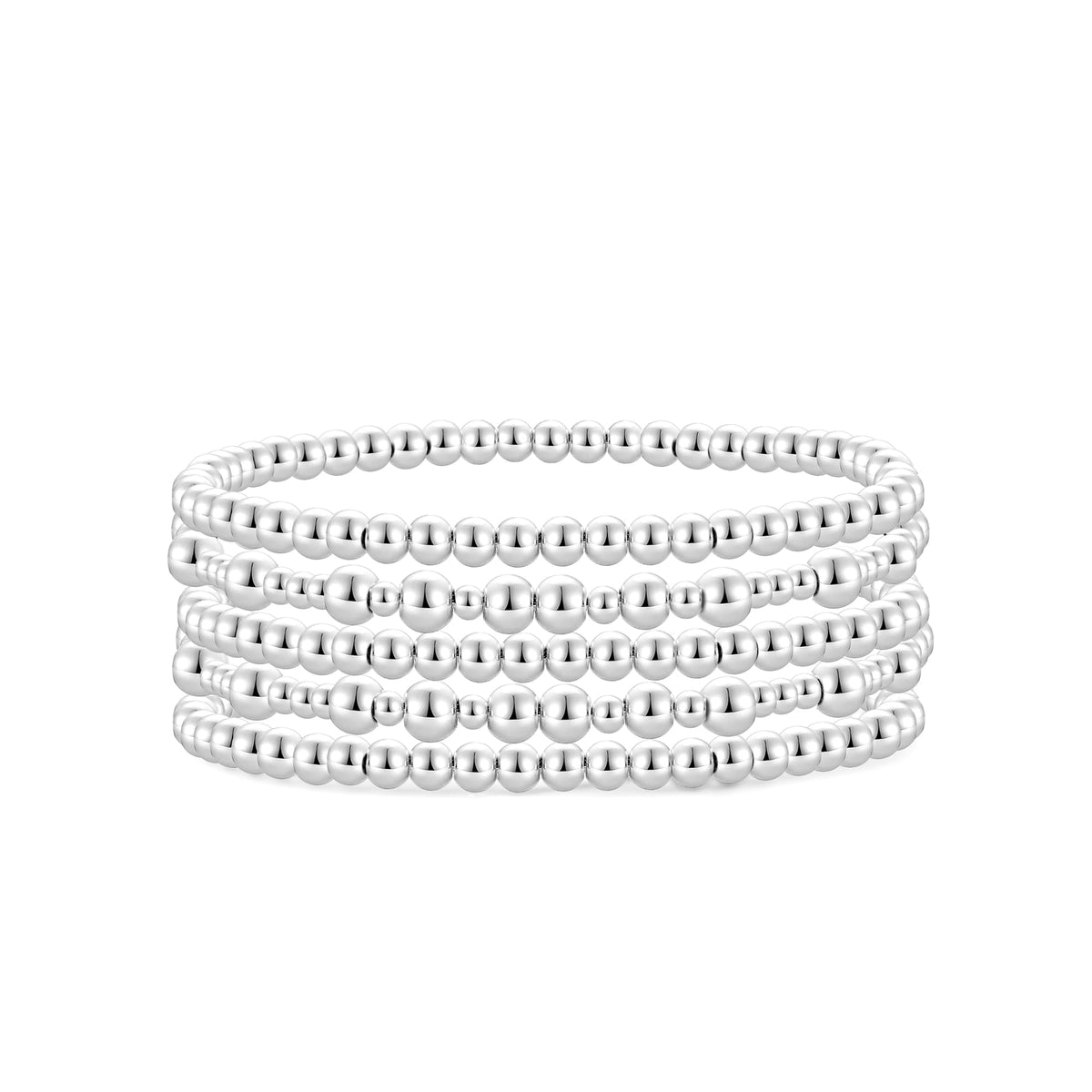 Badu Gold Plate Bead Bracelet for Women 14K Gold Plated Bead Ball Bracelet Stretchable Elastic Hypoallergenic Bohemian Stackable