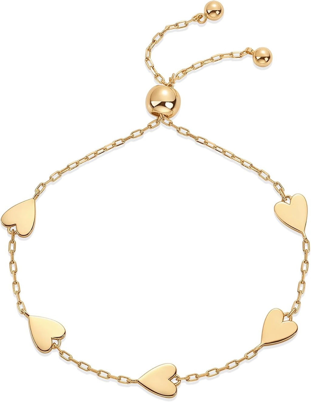 PAVOI Friendship Bracelets for Women, 14K Gold Plated Heart Charm Set | Matching Bracelets, Best Friend Bracelet, Mother Daughter Bracelets, Adjustable Bracelet