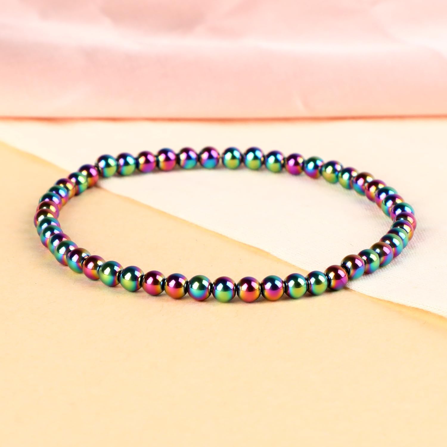 LPBeads Handmade Natural Gemstone Stretch Elastic Bracelet Healing Crystal Round Stone Beads Jewelry Gifts for Women Men