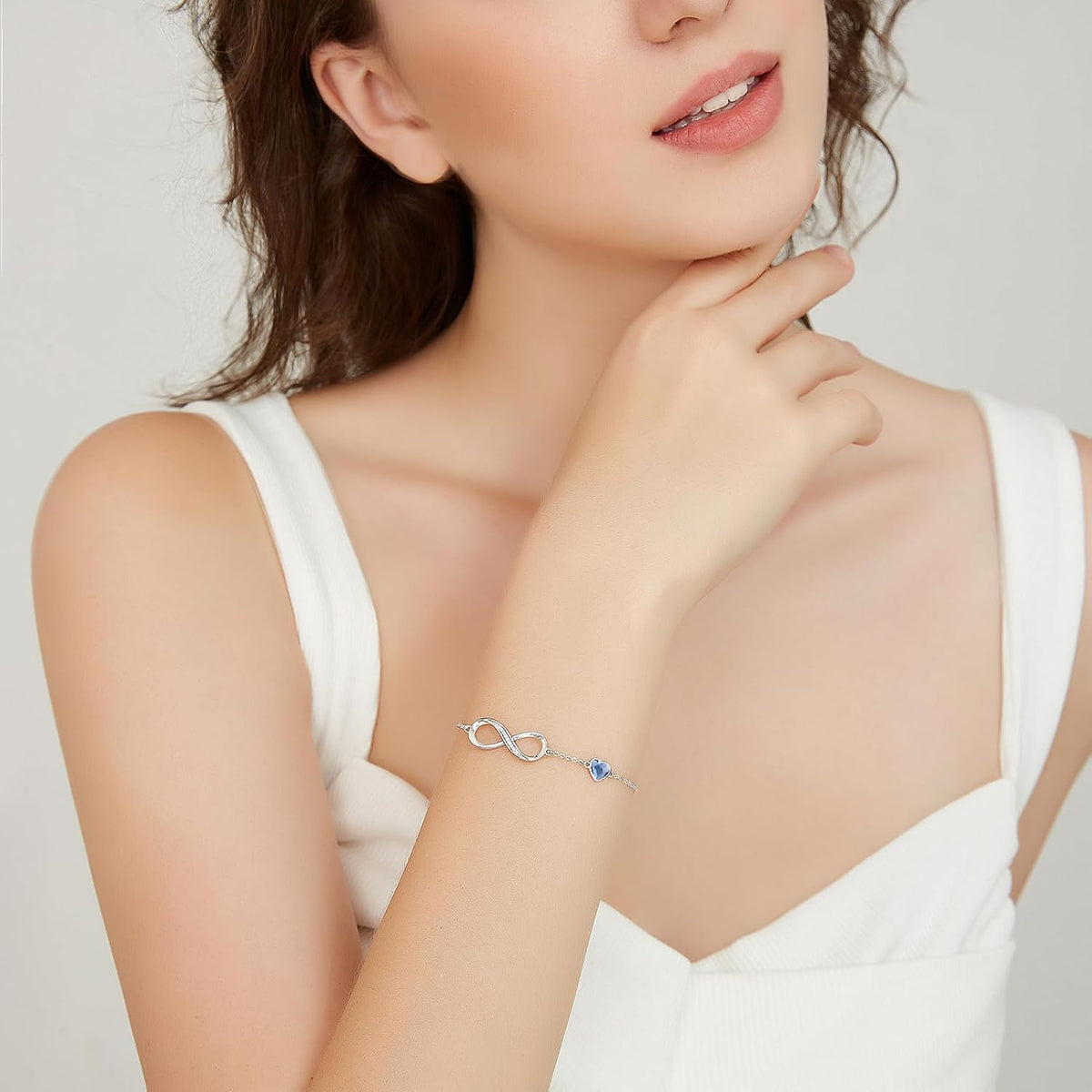 CDE 925 Sterling Silver Infinity Birthstone Bracelet Jewelry Gift for Women | Hypoallergenic,Non Tarnish,Heart CZ,Nickel-Free & Lead-Free,Anniversary Christmas Birthday Idea Gifts for Wife Girlfriend Her