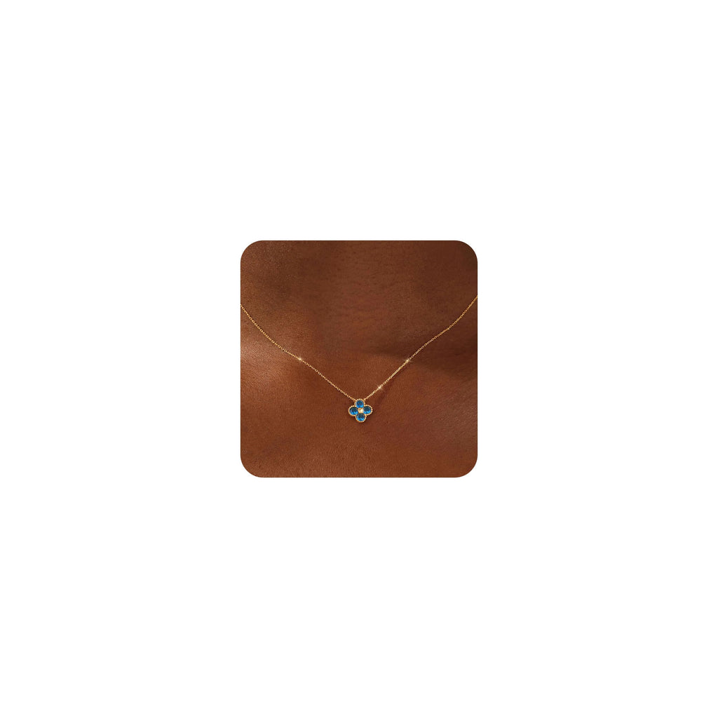 ZOERAY Dainty Birthstone Gold Clover Necklace for Women Trendy Non Tarnish | 14K Gold Plated, Clover Choker Necklace Stack, Cubic Zirconia Diamond Emerald Pendant, Personalized Jewelry Birthday Gifts