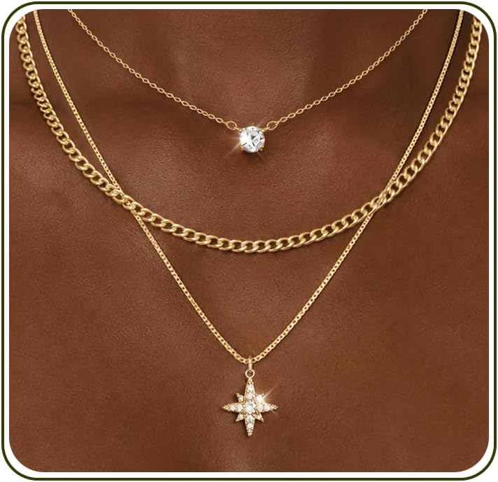 Gold Necklace Stack, Layered Gold Necklaces for Women Jewelry Set | 14K Gold Plated, Separate Chains, Pendant, Dainty, Non Tarnish, Delicate, Chain, Multi, Gift