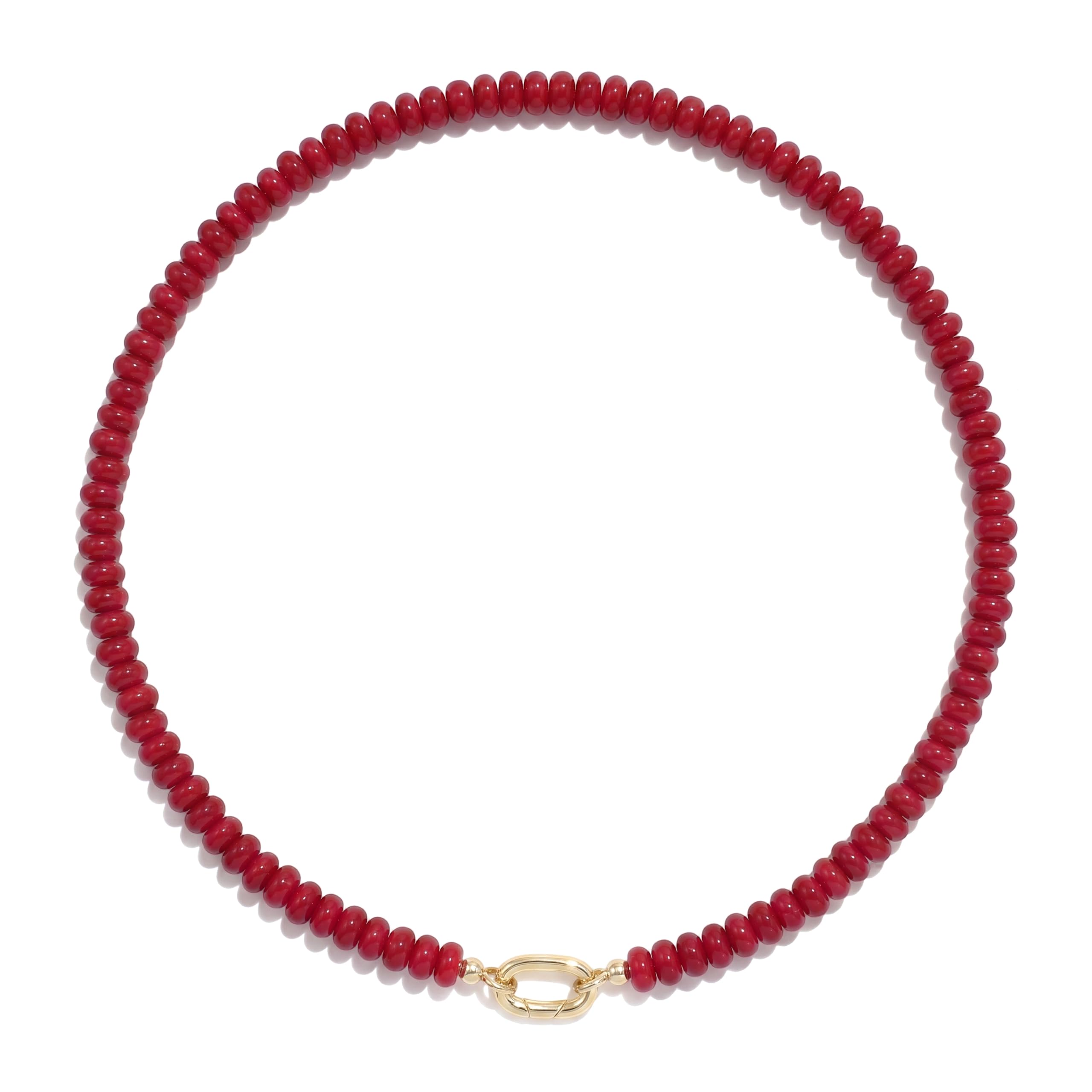 CONRAN KREMIX Colorful Stone Beaded Necklace for Women,Natural Gemstone Bead Choker Necklaces Boho Summer Beach Layering Necklace Jewelry Gift for Women