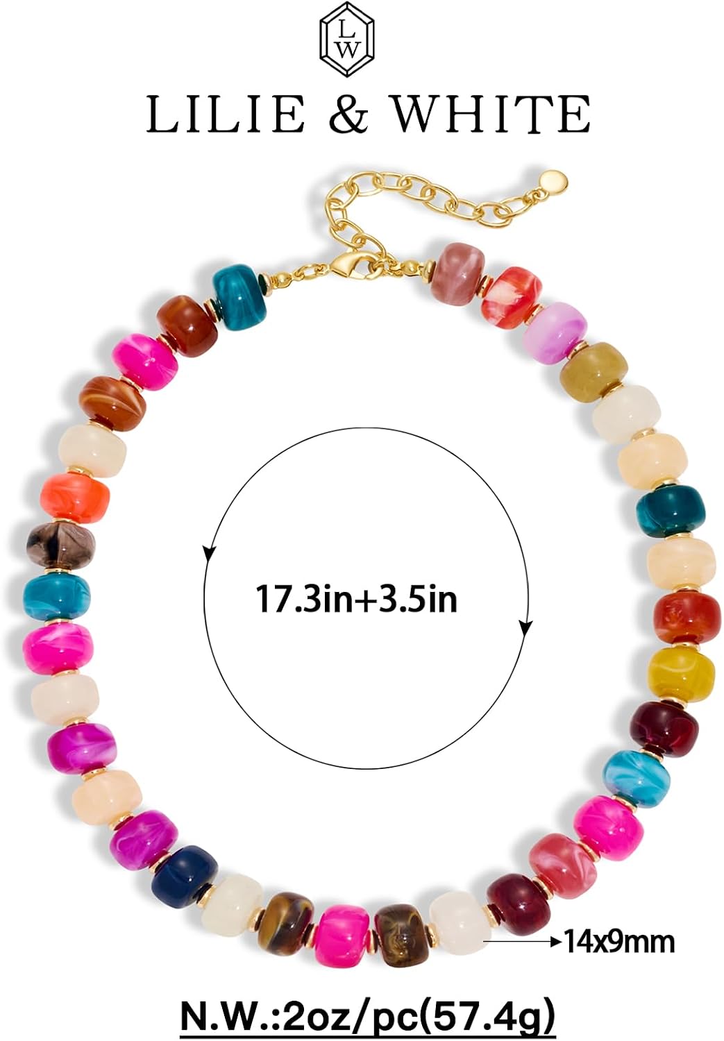 LILIE&WHITE Resin Chunky Beaded Necklace for Women Minimalistic Modern Statement Necklace Jewelry Accessories