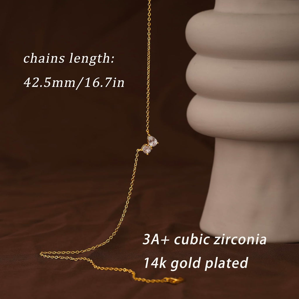 Gold Necklace For Women,Dainty Rhinestone Choker Necklace 14K Gold Plated Cubic Zirconia Pendant Necklaces Trendy Waterproof Statement Necklaces Fashion Womens Homecoming Jewelry