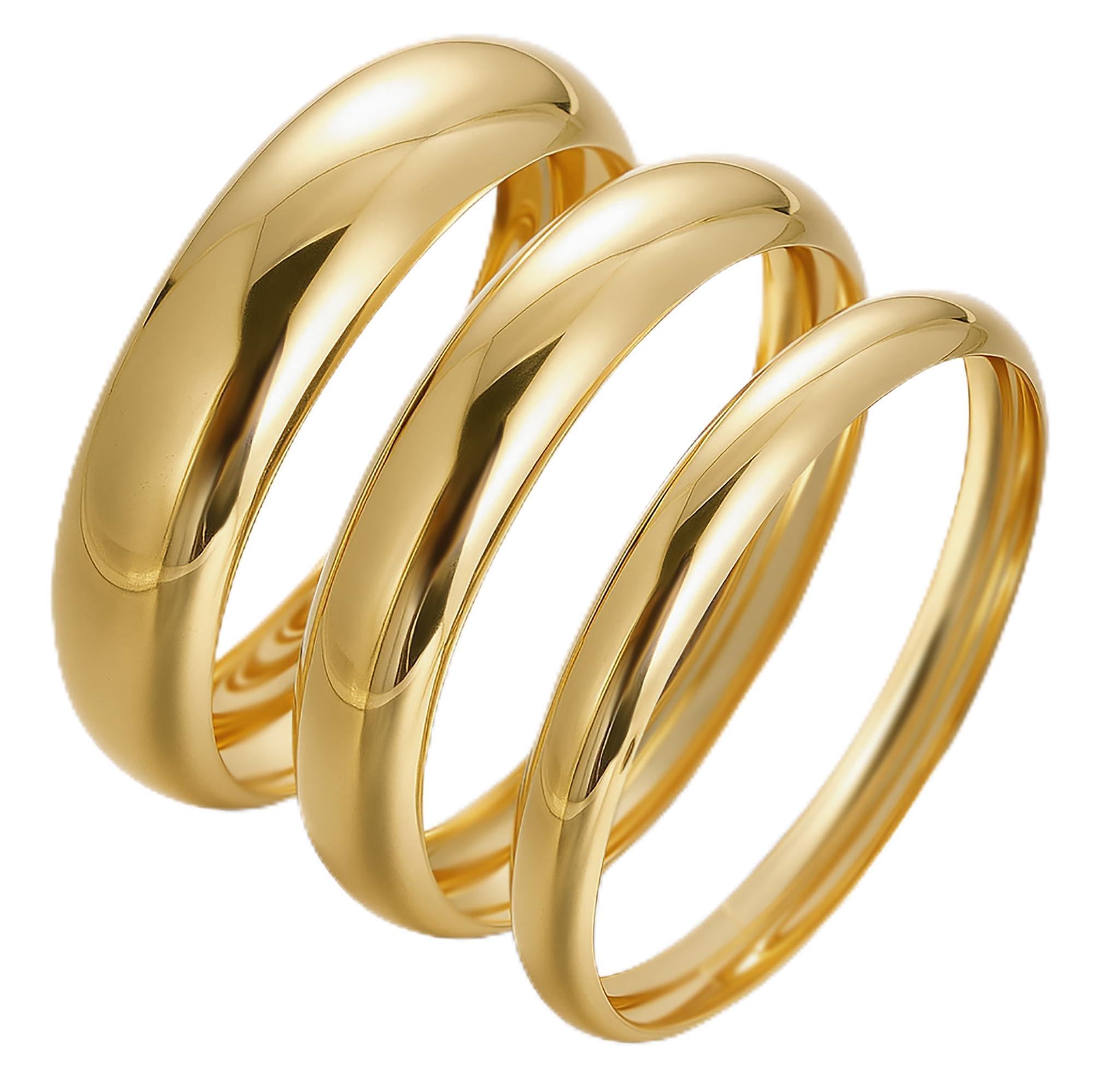 Chunky Gold Bangle Bracelets for Women, Dainty 14k Gold Plated Big Stackable Bangles Set, Trendy Statement Cuff Bracelet Stack Fashion Jewelry Gifts