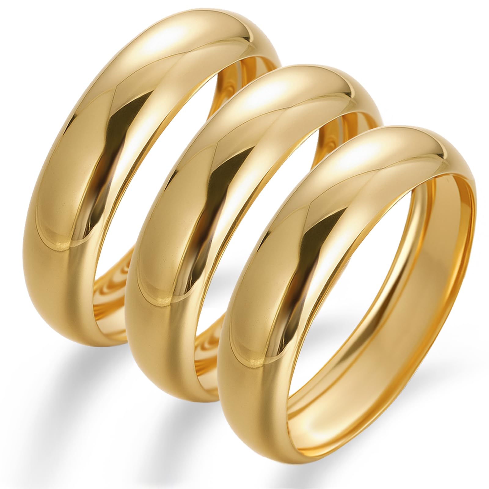 Chunky Gold Bangle Bracelets for Women, Dainty 14k Gold Plated Big Stackable Bangles Set, Trendy Statement Cuff Bracelet Stack Fashion Jewelry Gifts