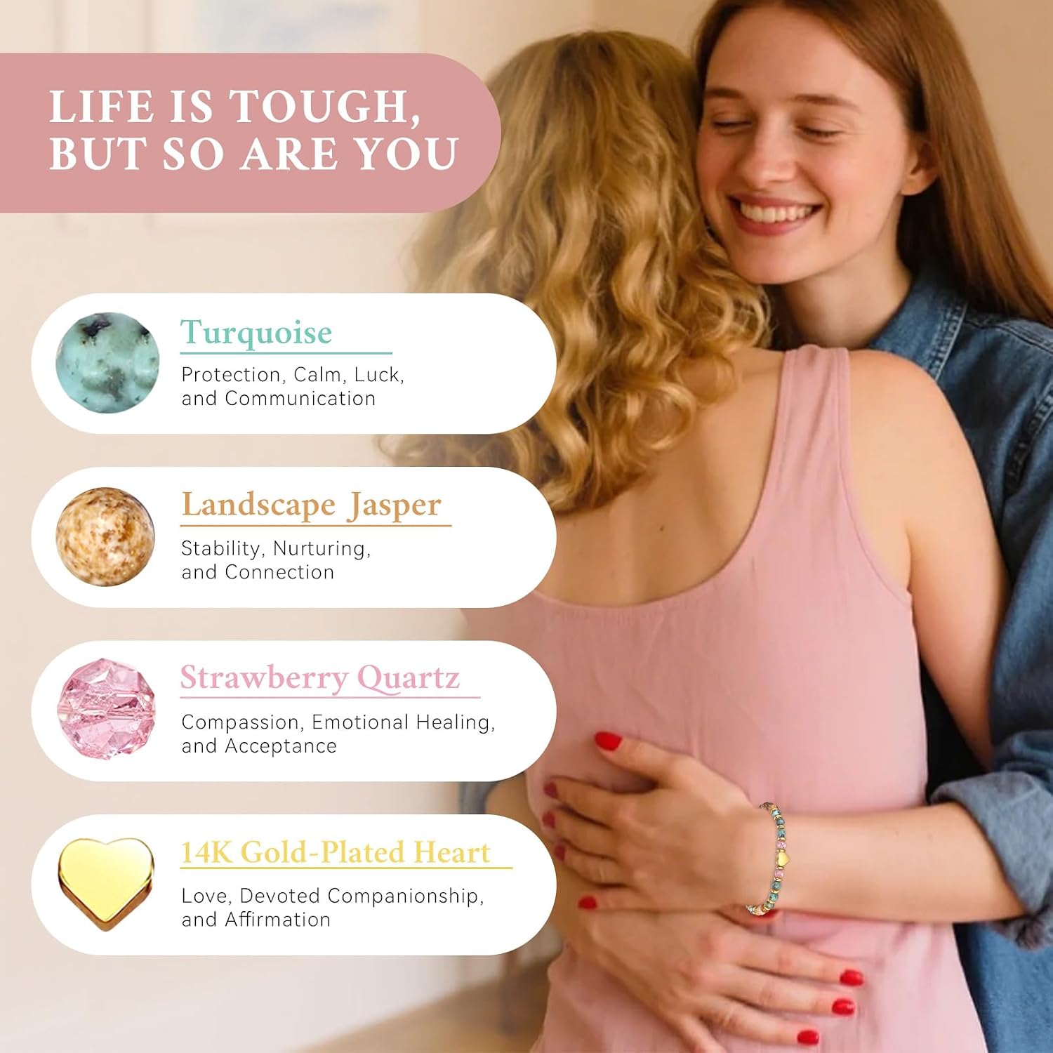 yupoxiu Natural Stone Bracelets - Inspirational Birthday Gifts for Women | Thinking of You & Get Well Soon Gifts for Women, Unique Jewelry Gift for Friend, Sister, Her