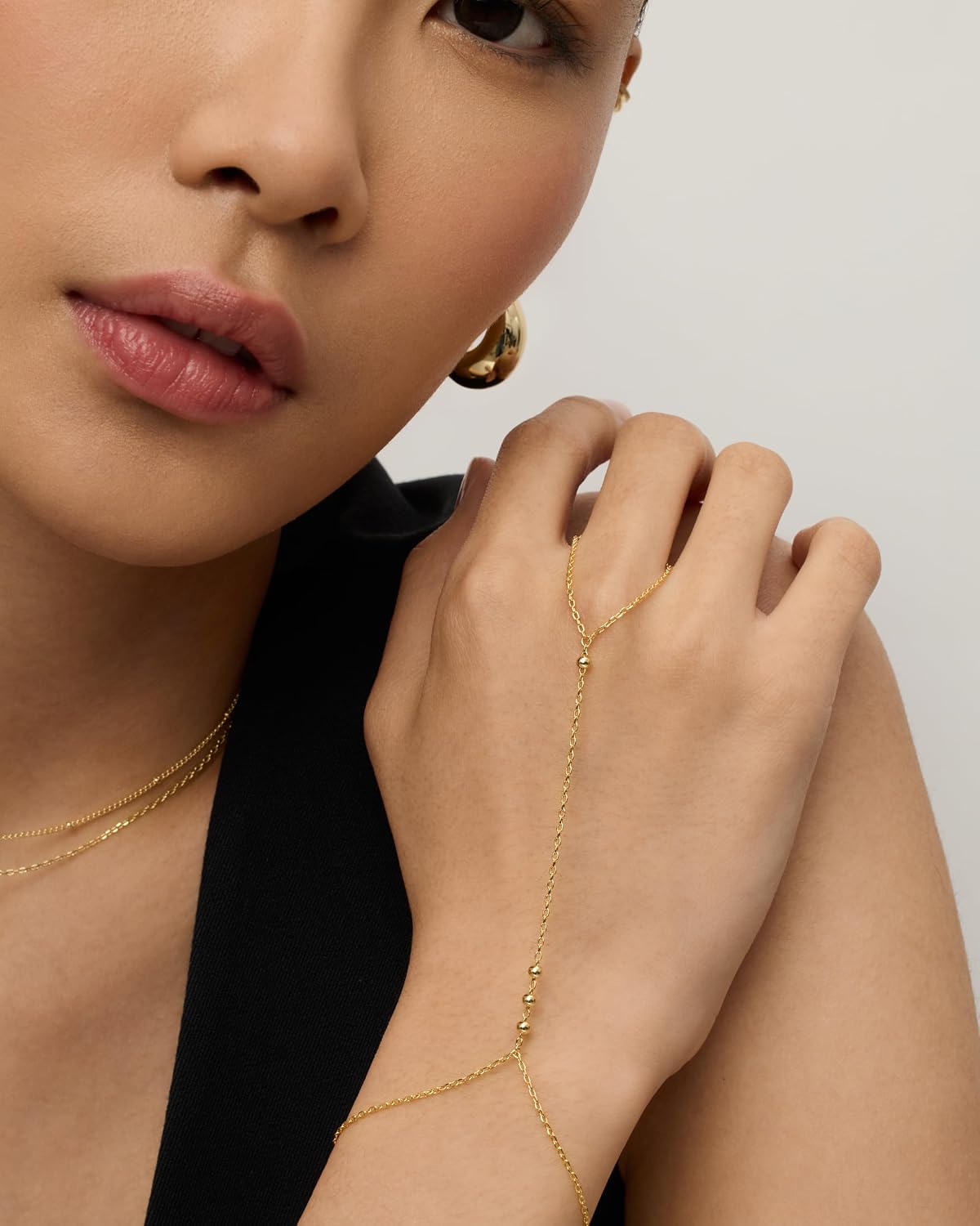 PAVOI Hand Chain Bracelet for Women, 14K Gold Plated Adjustable Ring Chain | Hand Chain Bracelet, Ring Bracelet Hand Chain, Arm & Body Jewelry