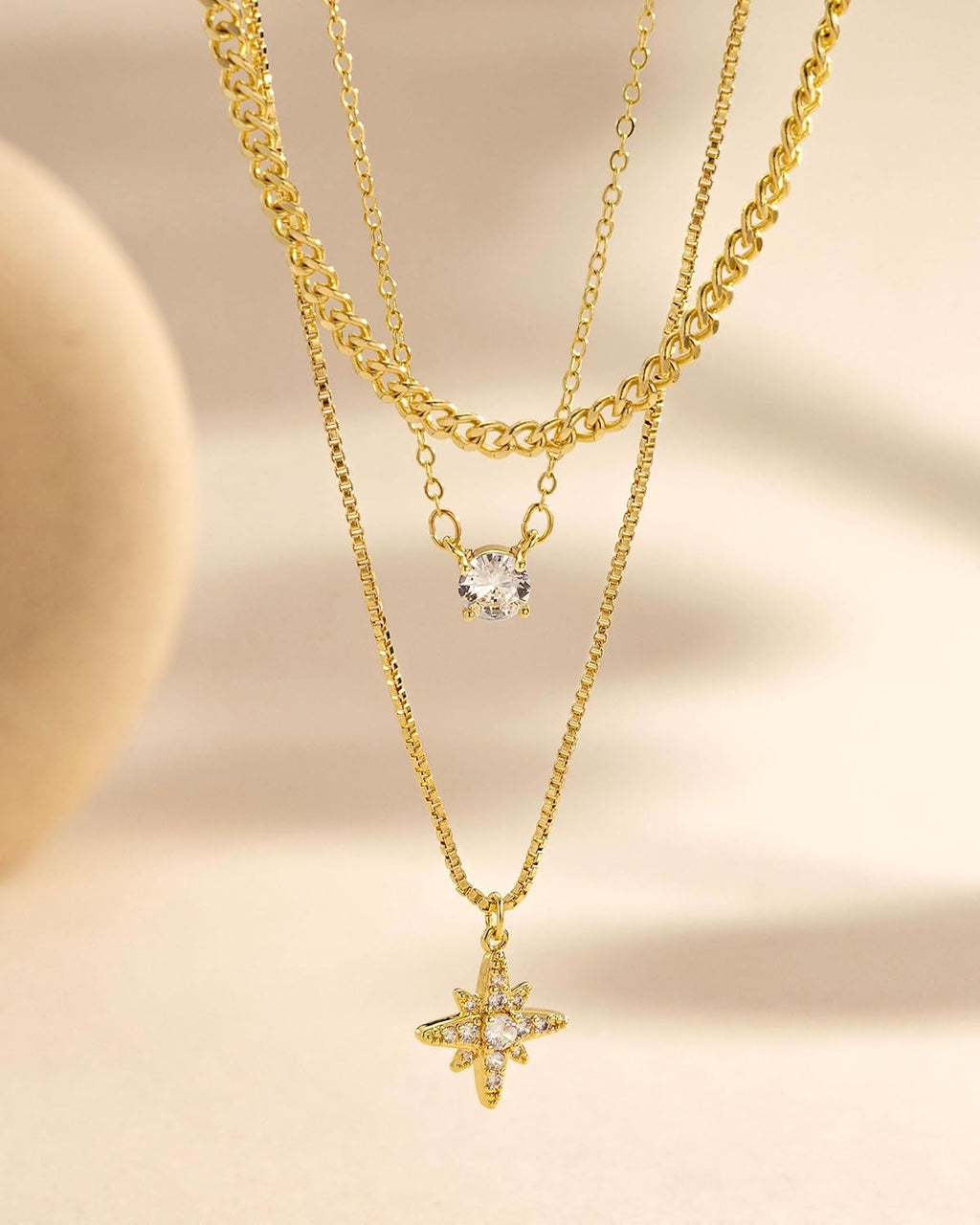Gold Necklace Stack, Layered Gold Necklaces for Women Jewelry Set | 14K Gold Plated, Separate Chains, Pendant, Dainty, Non Tarnish, Delicate, Chain, Multi, Gift