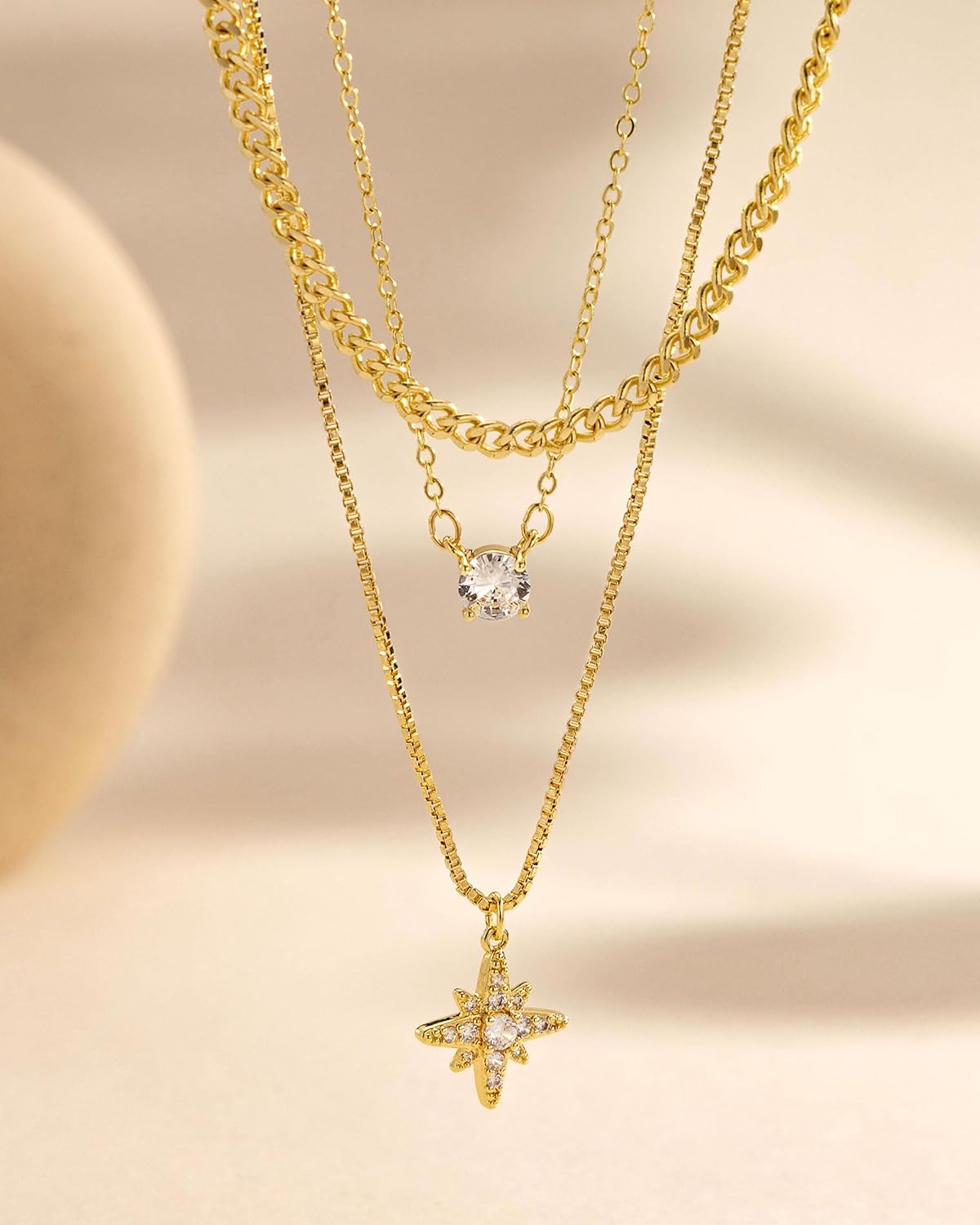 Gold Necklace Stack, Layered Gold Necklaces for Women Jewelry Set | 14K Gold Plated, Separate Chains, Pendant, Dainty, Non Tarnish, Delicate, Chain, Multi, Gift