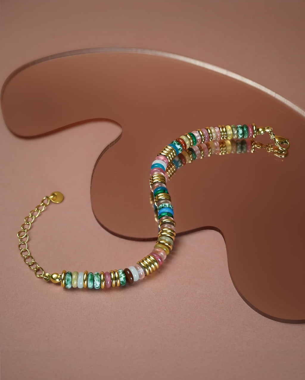 SNGIA Colorful 18K Gold Plated Bracelets for Women, Stack Bangle Beaded Stone Jewelry Accessories Set for Woman, Trendy Fashion Jewelry Gifts