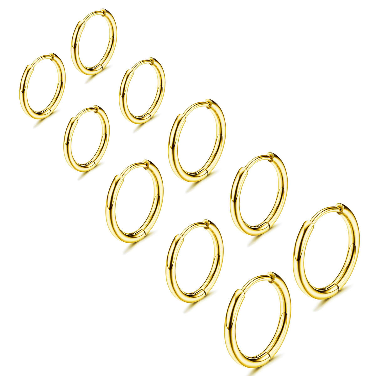 316L Surgical Stainless Steel Small Gold Silver Hoop Earrings for Women Men,Hypoallergenic Cartilage Helix Earrings for Sensitive Ears,Cute Conch Rook Tiny Huggie Hoops Earring Set for Multiple Piercing Jewelry Gift 6mm-12mm