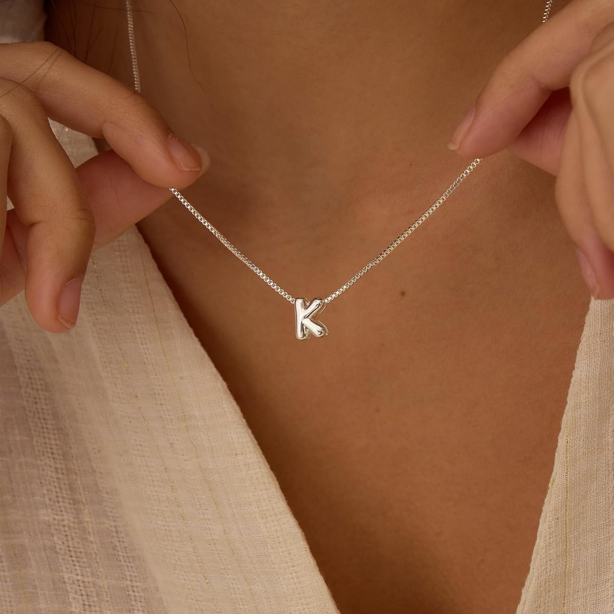 14K Gold Plated Bubble Letter Necklace, Tarnish Free and Waterproof Dainty Initial Necklace for Women, Trendy Personalized Gold Jewelry Gift for Her