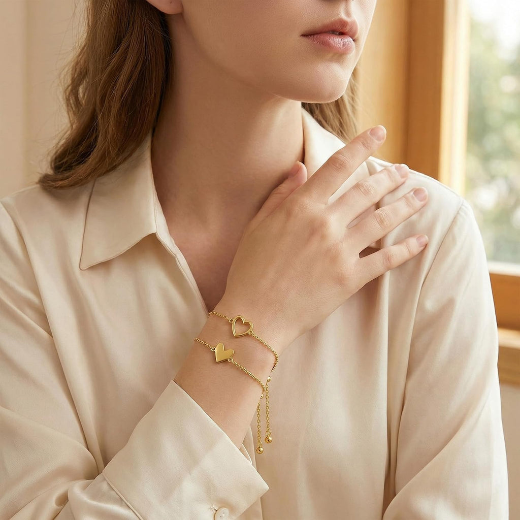 Camhanno 18K Gold Plated Bracelets for Mother Daughter | Waterproof & Non Tarnish, Best Friend Bracelet,Matching Bracelets,Adjustable Bracelet Gift for Women