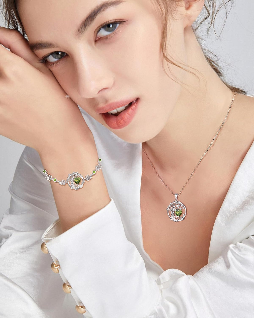 FANCIME Tree of life Birthstone Bracelet Sterling Silver Jewelry for Women