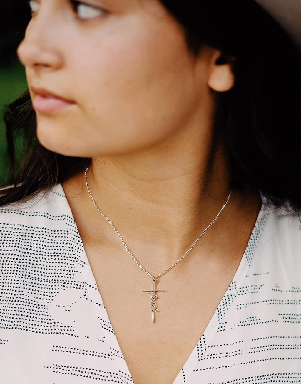 Lcherry Faith Cross Pendant Necklace for Women Religious Christian Jewelry Birthday Christmas Gifts for Women