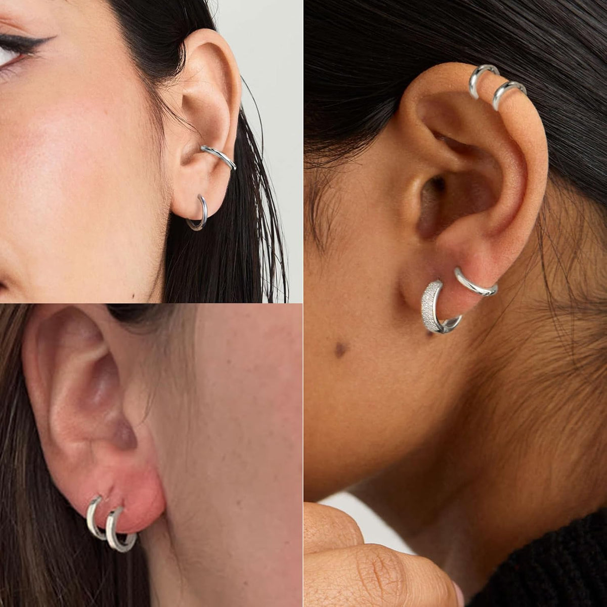 316L Surgical Stainless Steel Small Gold Silver Hoop Earrings for Women Men,Hypoallergenic Cartilage Helix Earrings for Sensitive Ears,Cute Conch Rook Tiny Huggie Hoops Earring Set for Multiple Piercing Jewelry Gift 6mm-12mm