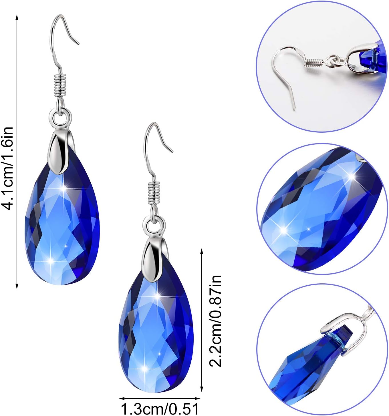 9 Pairs Drop Dangle Earrings for Women Multicolor Crystal Teardrop Dangle Halloween Drop Earring Crystal Jewelry