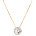 PAVOI 14K Gold Plated Post Faux Diamond Round Solitaire Pendant Halo Necklace | Gold Necklace for Women | Slider Adjustable