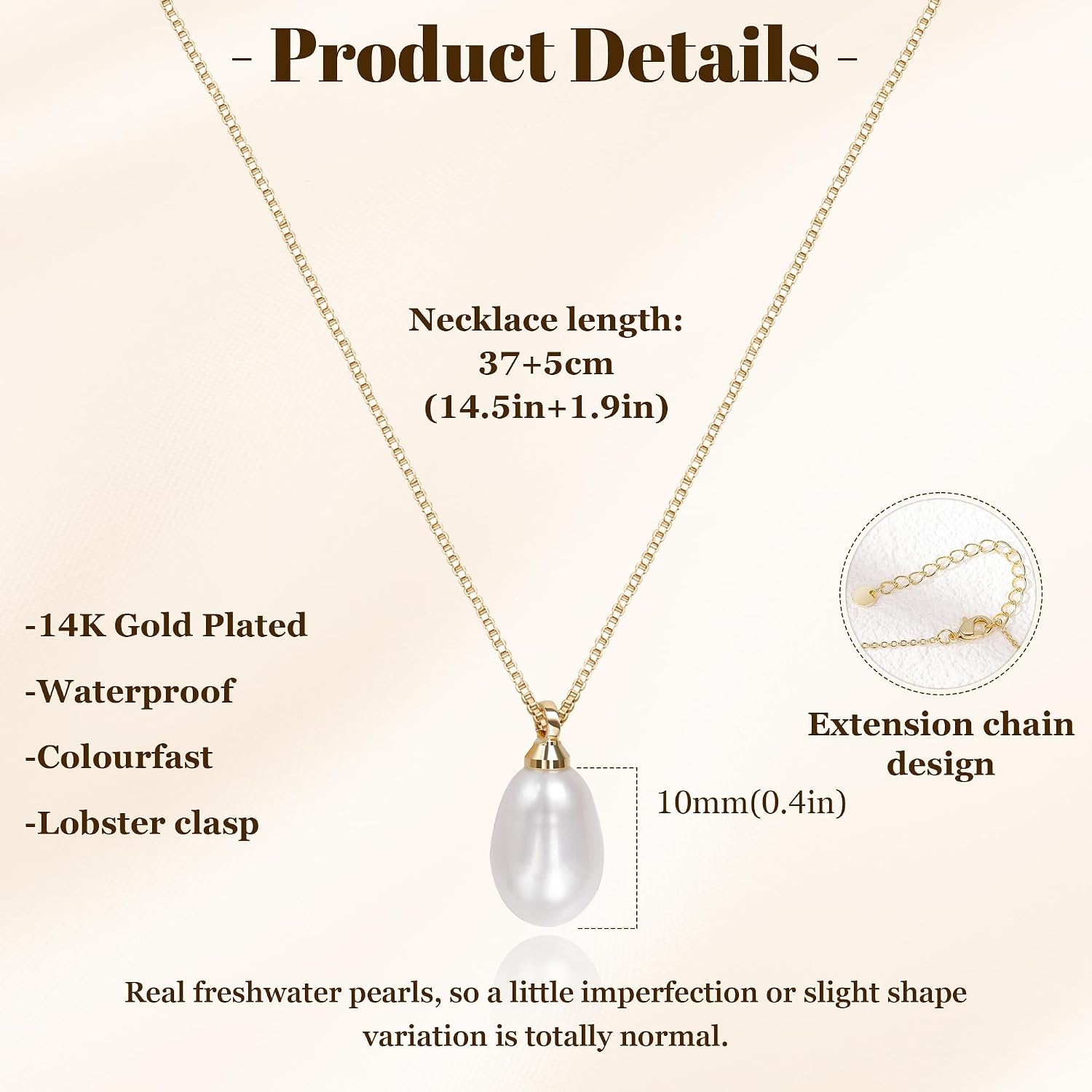 Gold Pearl Necklaces for Women Trendy, 14K Gold Plated Dainty Necklace Simple Single Double Layered Pearl Pendant Necklaces for Women Wedding Birthday Jewelry Gifts
