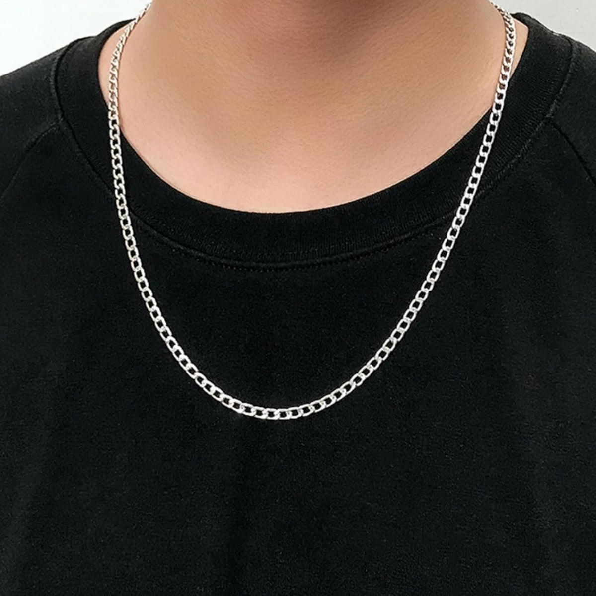 5mm Cuban Link Chains for Men, Silver Stainless Steel Necklace Chain, Neck Chains for Men, Mens Necklace 18, 20, 22, 24 Inch