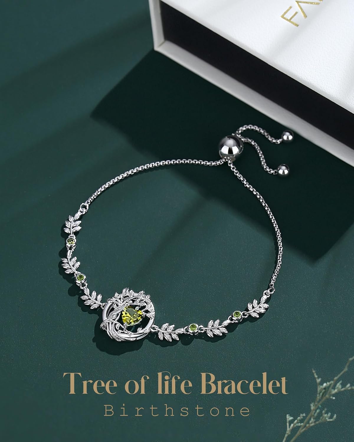 FANCIME Tree of life Birthstone Bracelet Sterling Silver Jewelry for Women