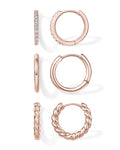 PAVOI Gold Hoop Earrings for Women, 3-Pair Small Huggie Earrings Set | Hypoallergenic Earrings with 925 Sterling Silver Posts, 14K & 18K Gold Plated Piercing Earrings with Cubic Zirconia