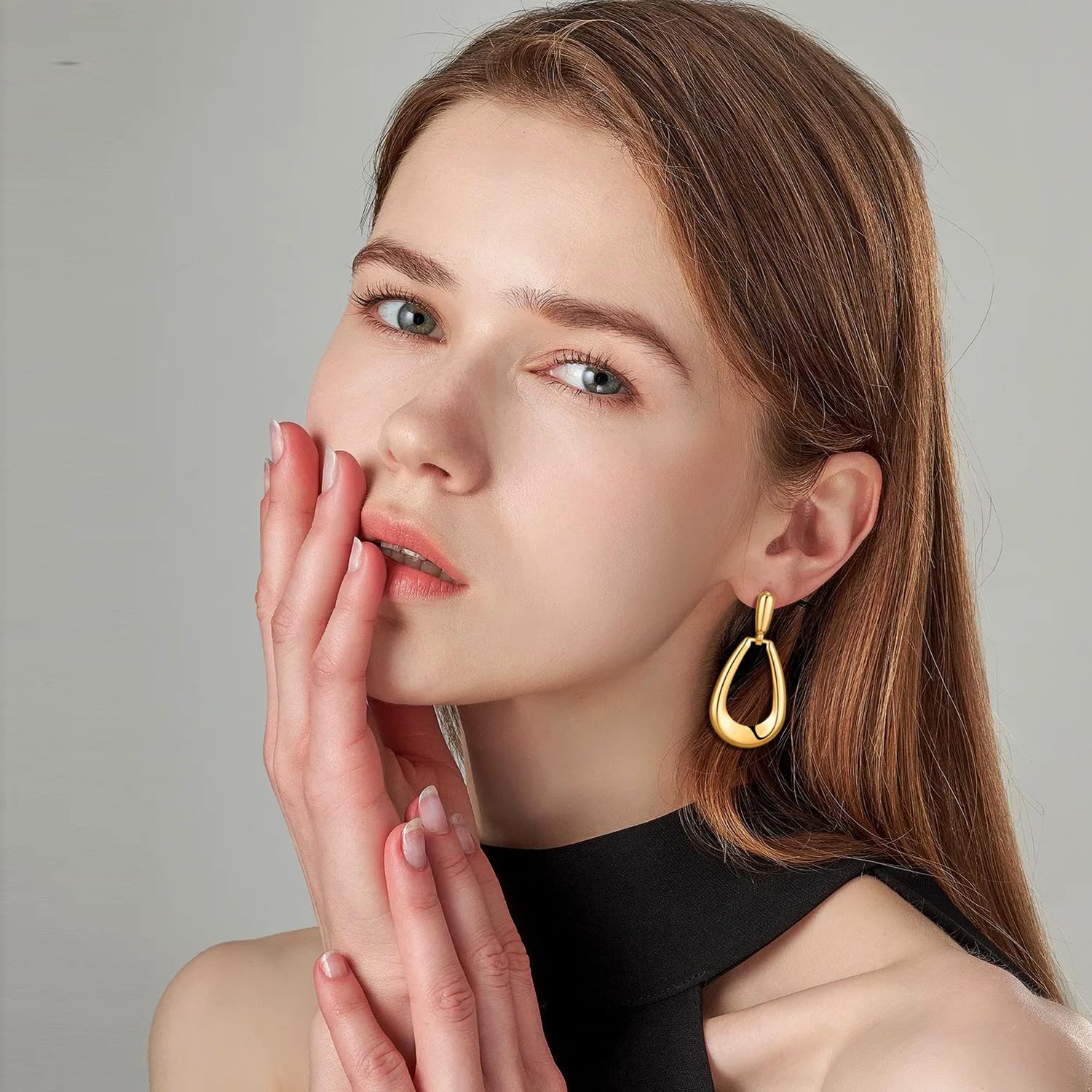 Chunky Gold Earrings For Women Trendy Statement Gold Plated Flower Shell Knot Dangle Earrings Lightweight Hypoallergenic Fashion Jewelry Set