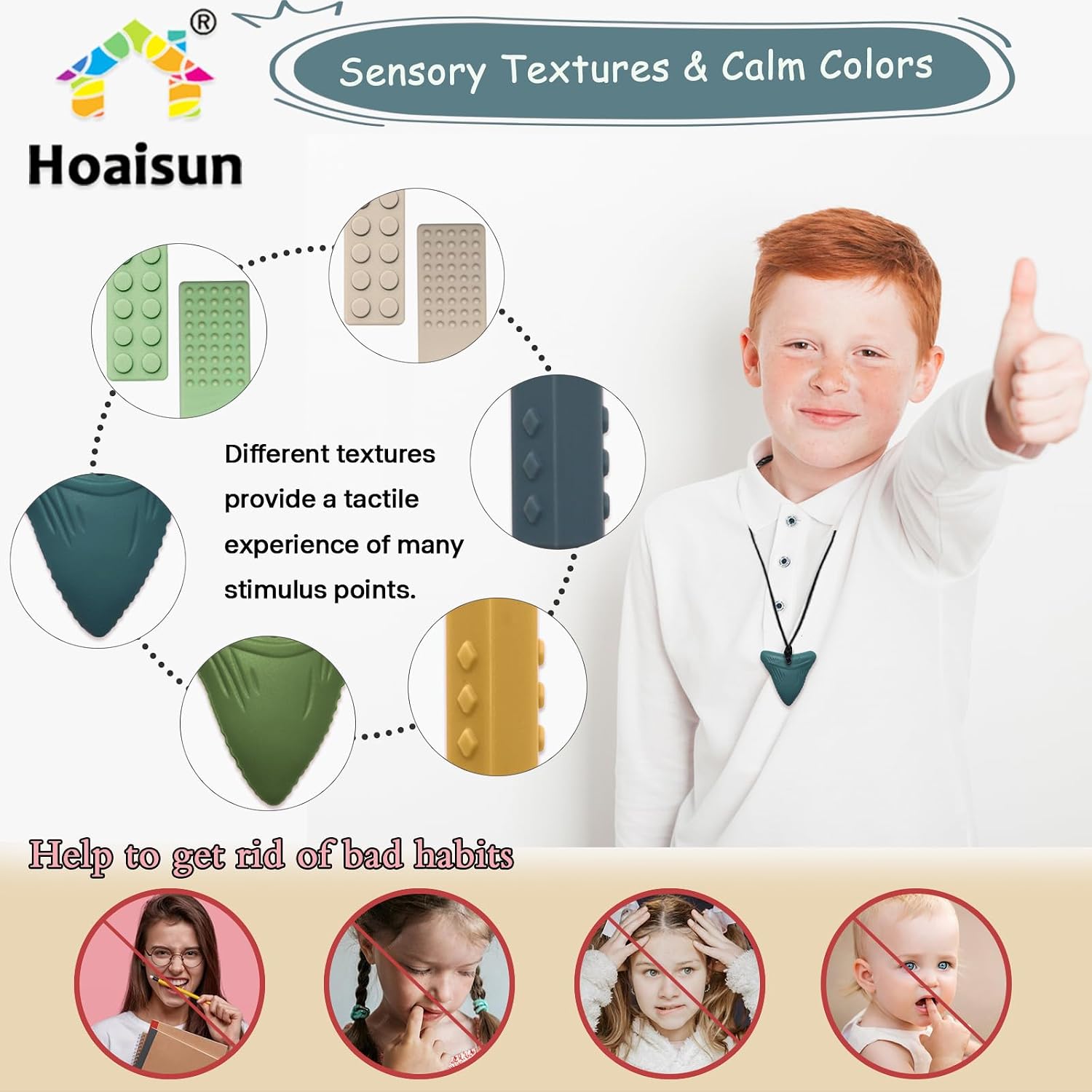 Chew Necklaces for Sensory Kids, 6 Pack Sensory Chew Necklaces for Boys and Girls with Autism, ADHD, SPD, Chewing (Morandi)