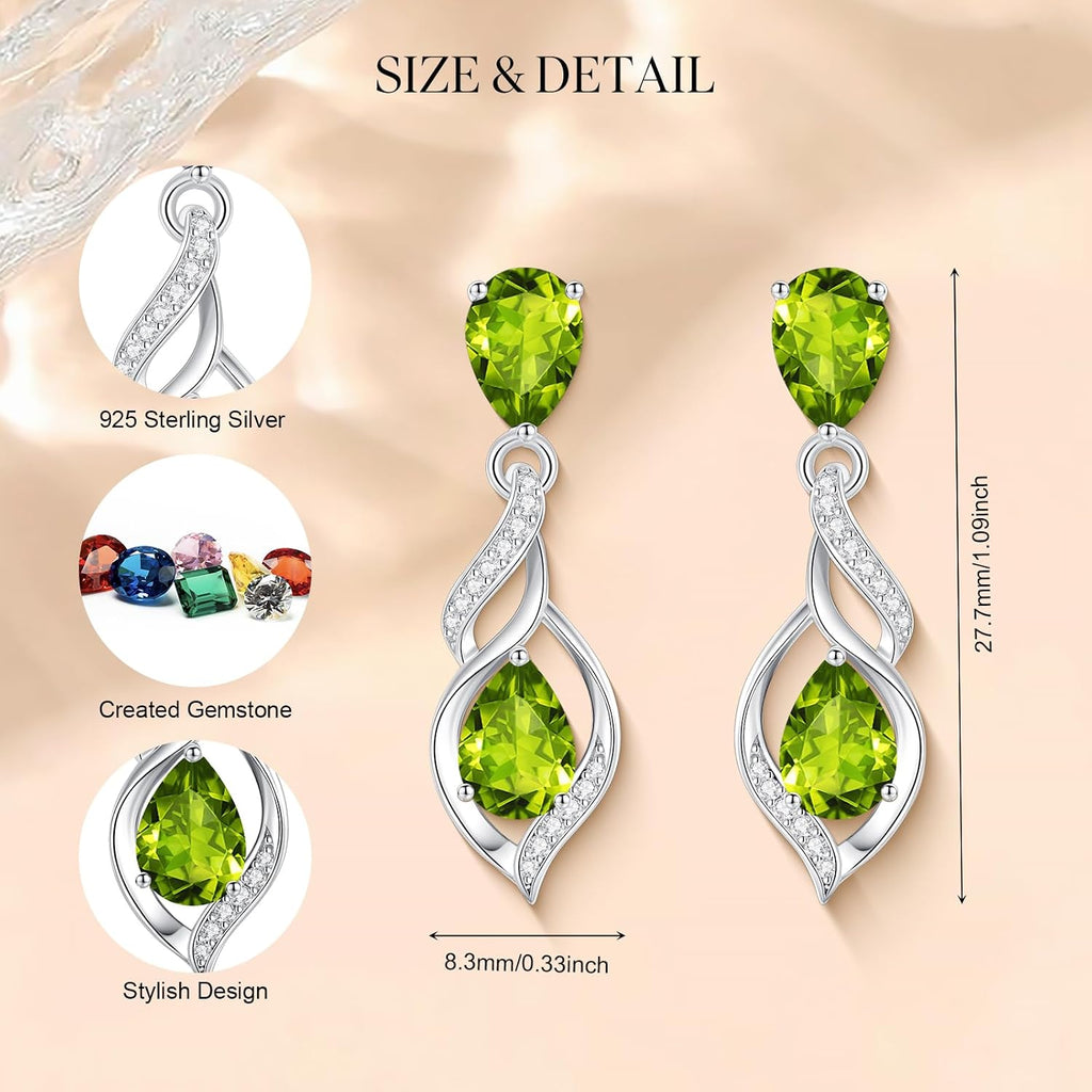 FANCIME Gift for Women Birthstone Earrings for Women Teardrop Cubic Zirconia Earrings S925 Sterling Silver infinity Love Birthday Gifts for Mom Women
