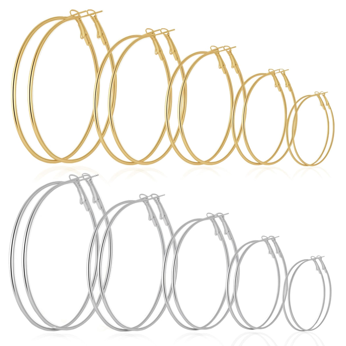 12 Pairs Gold Hoop Earrings Set for Women，Fashion Jewelry Gifts 40mm/50mm | Large/Big, Trendy, Pearl, Multiple Styles, lightweight, 14K Gold-plated, Hypoallergenic, Great for Party/Gathering/Work/Daily