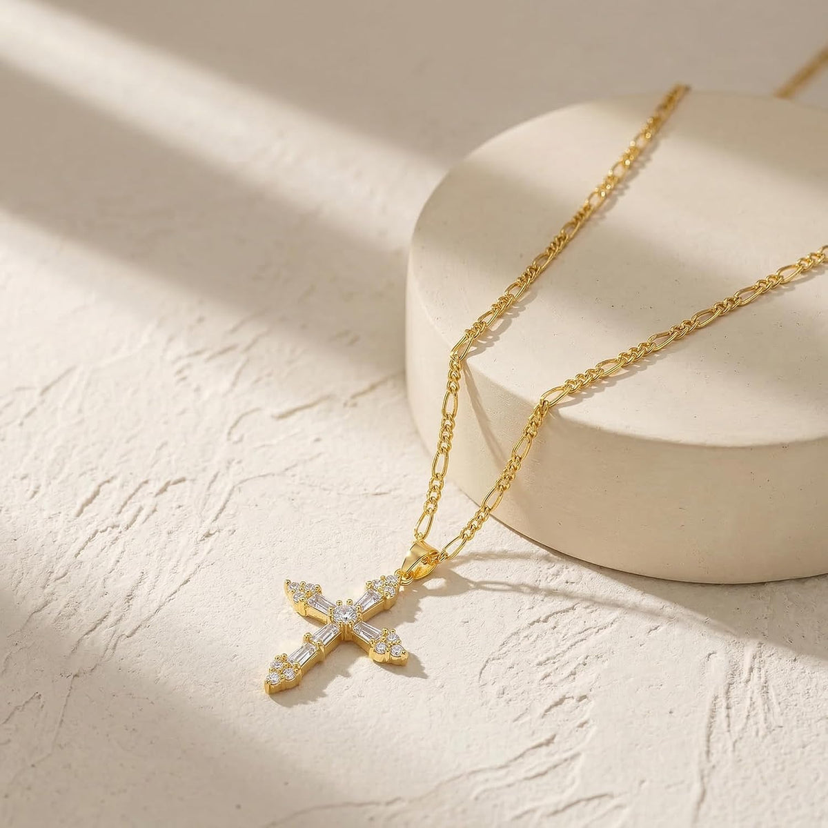 14K Gold Plated Cross Necklace for Women, Christian Jewelry | Hypoallergenic & Non-Tarnish Waterproof, Dainty Minimalist Everyday Wear, Baptism Confirmation Communion Faith Gift for Her