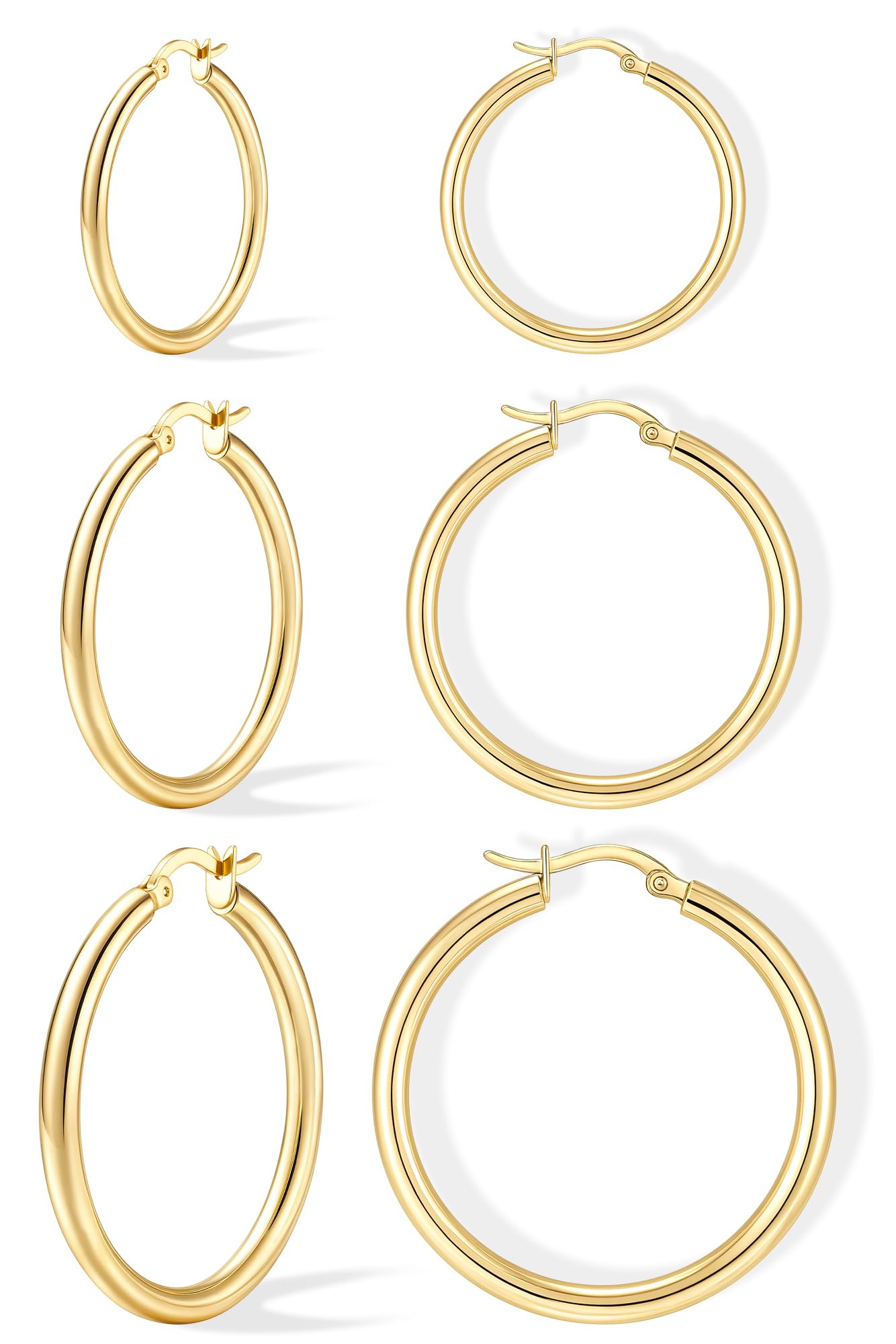 Small Sterling Silver Huggie Hoop Earrings Set for Women, Hypoallergenic 14K Gold Plated Hoops Stacks for Multiple Piercings, Dainty Cute Mini Lightweight Cartilage Studs Trendy Jewelry Gift