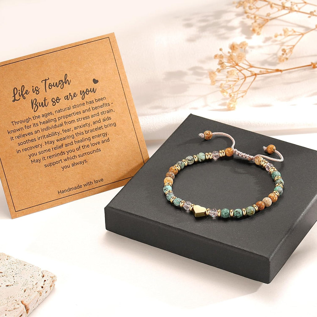 yupoxiu Natural Stone Bracelets - Inspirational Birthday Gifts for Women | Thinking of You & Get Well Soon Gifts for Women, Unique Jewelry Gift for Friend, Sister, Her