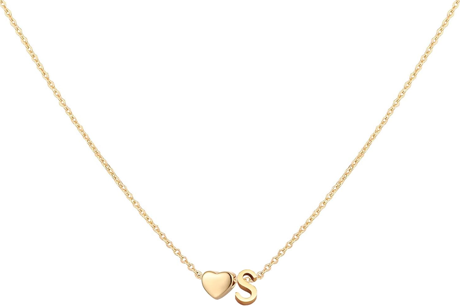 Glimmerst Initial Heart Necklace 18K Gold Plated Stainless Steel Tiny Heart Letter Necklace Personalized Monogram Name Necklace for Women