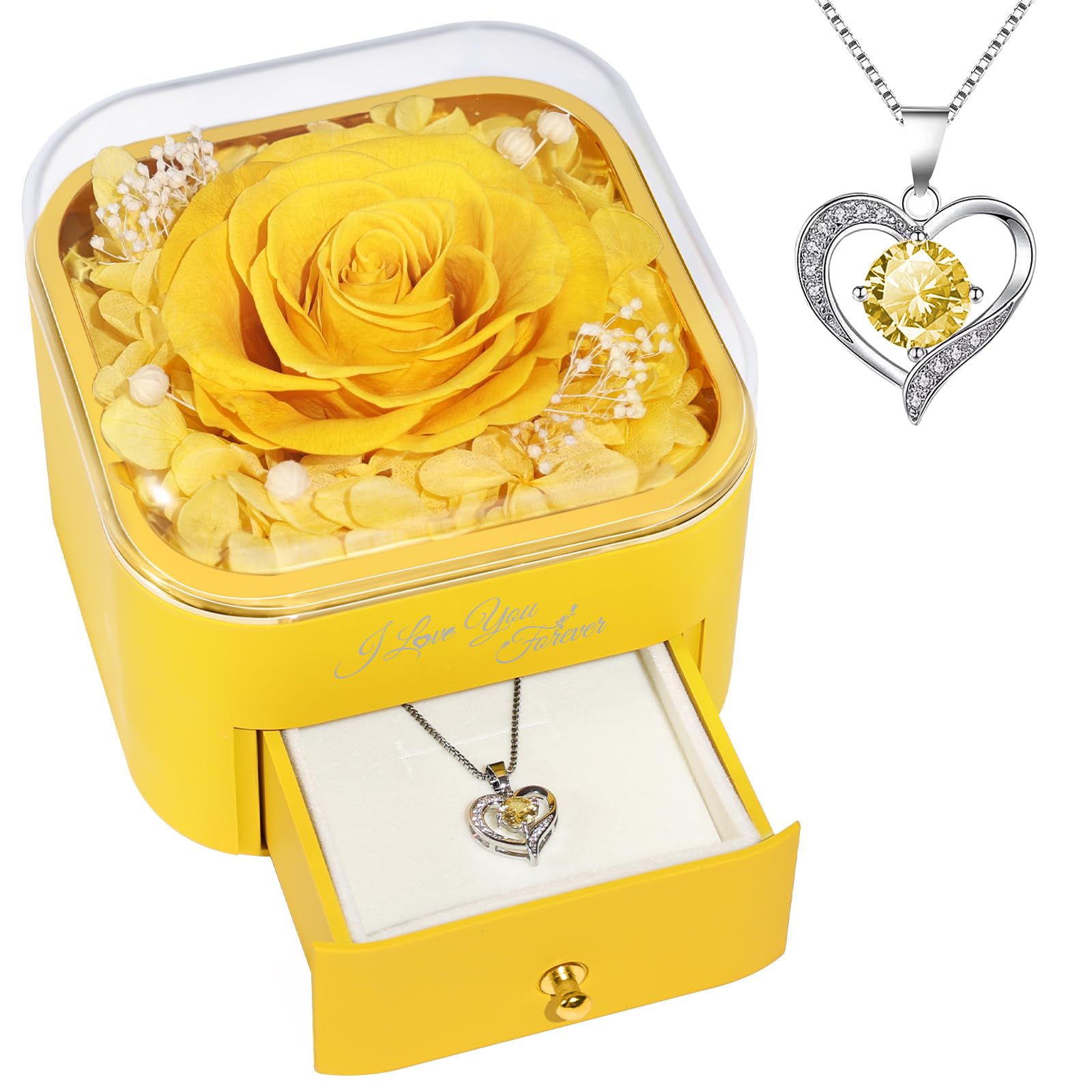 Beferr Birthday Gifts for Women Preserved Real Rose with Necklace Eternal Purple Roses Forever Flowers for Delivery Anniversary Mothers Day Flower Gifts for Mom Wife Grandma Daughter Her Girlfriend