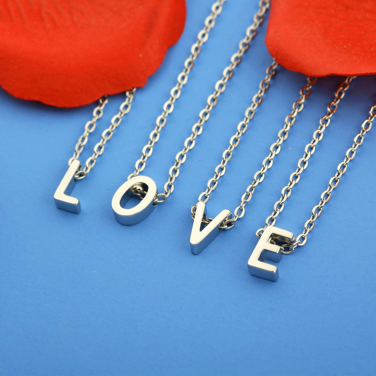 MOMOL Small Initial Necklace for Women Stainless Steel Tiny Letter Necklace Personalized Name Necklace