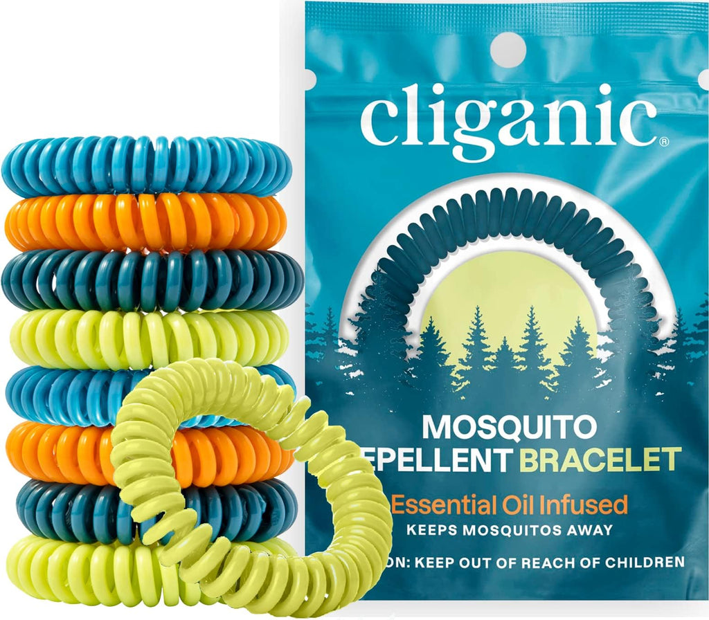 Cliganic Mosquito Repellent Microfiber Bracelets (20 Pack) - for Adults and Kids, DEET Free Wristbands
