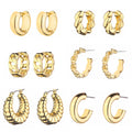 6 Pairs Chunky Gold Hoop Earrings for Women, 14K Gold Plated Hoop Earrings Hypoallergenic, Thick Lightweight Twisted Huggie Hoops Earring Set for Women’s Jewelry GIfts