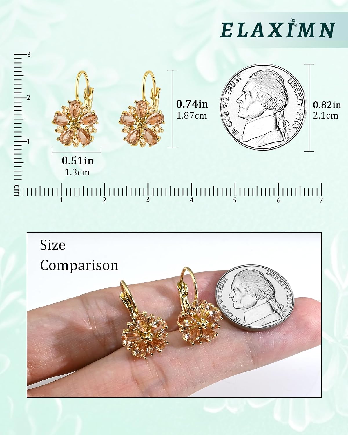 Vintage 14K Gold Plated Flower Birthstone Earrings | Hypoallergenic Leverback Floral Earrings, Trendy Jewelry Gifts for Women